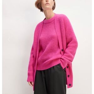 Everlane The Alpaca Oversized Cardigan Fuchsia Pink Size S Barbiecore Wool